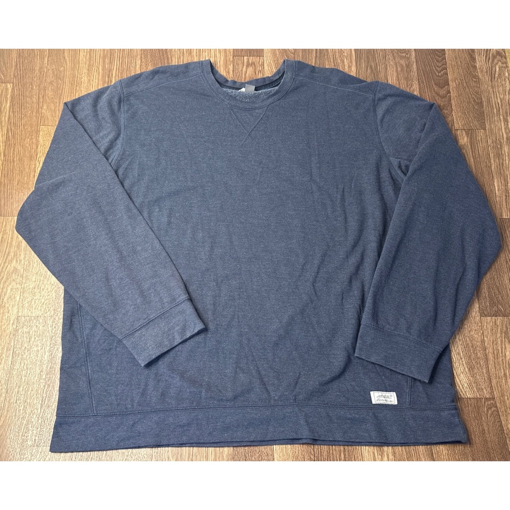 Eddie Bauer Mens T3XL Tall Blue Heathered Crewneck Sweatshirt Fleece Pullover